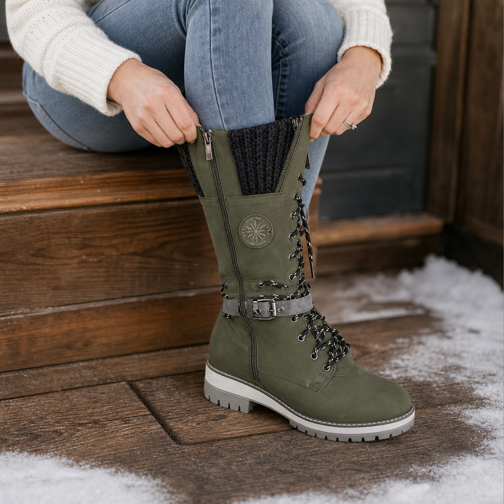 Snowbella | Kniehohe Winterstiefel mit seitlichem Reißverschluss