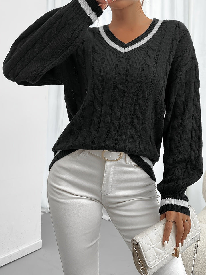 Camryn | Kabelstrick V-Ausschnitt Pullover – Zeitloser Stil
