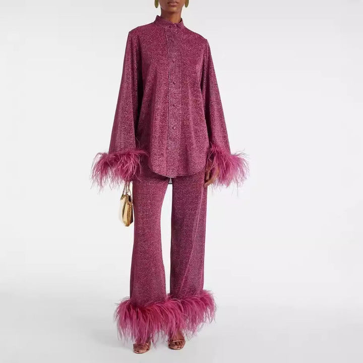 Janina | Elegant and Comfortable Two-Piece Set with Stand-Up Collar