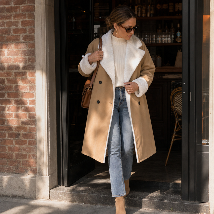 Mayfield | Wollmantel mit Plüschbesatz für Frauen