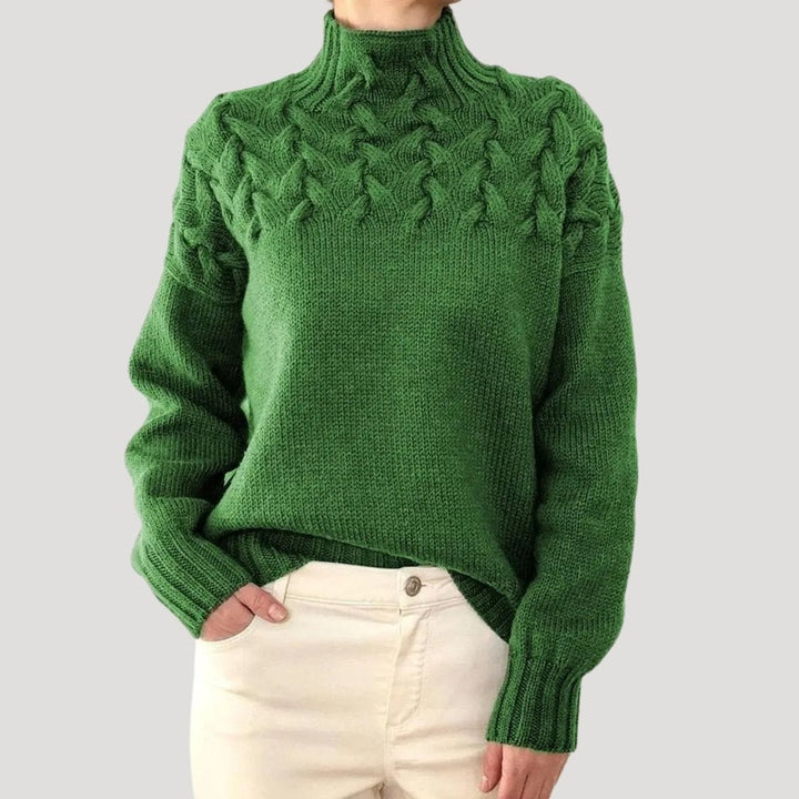 Sophia | Zopfmuster Rollkragen Strickpullover für Damen