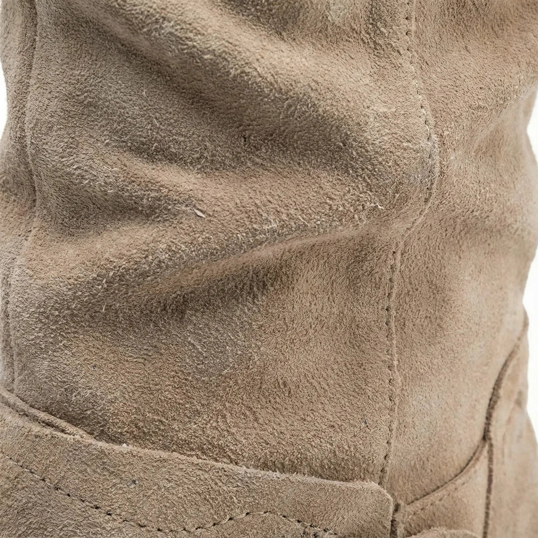 Zara | Elegant knee-high slouch boots with a low block heel