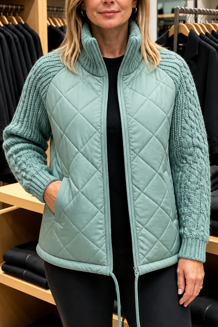 Knitpuff | Quilted Patchwork Puffer Jacket – Stylisch und Warm für Die Wintertage