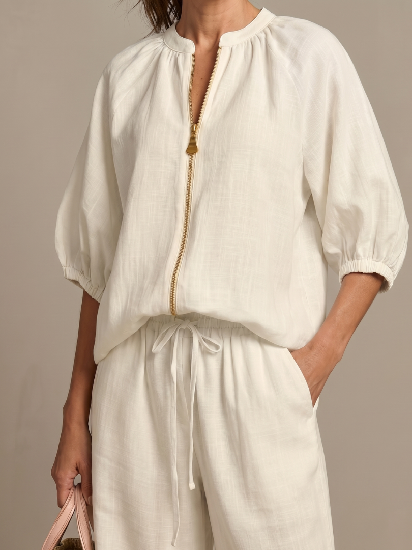 Nadia | Blouson Top Set – Leichte Bluse mit weitem Bein
