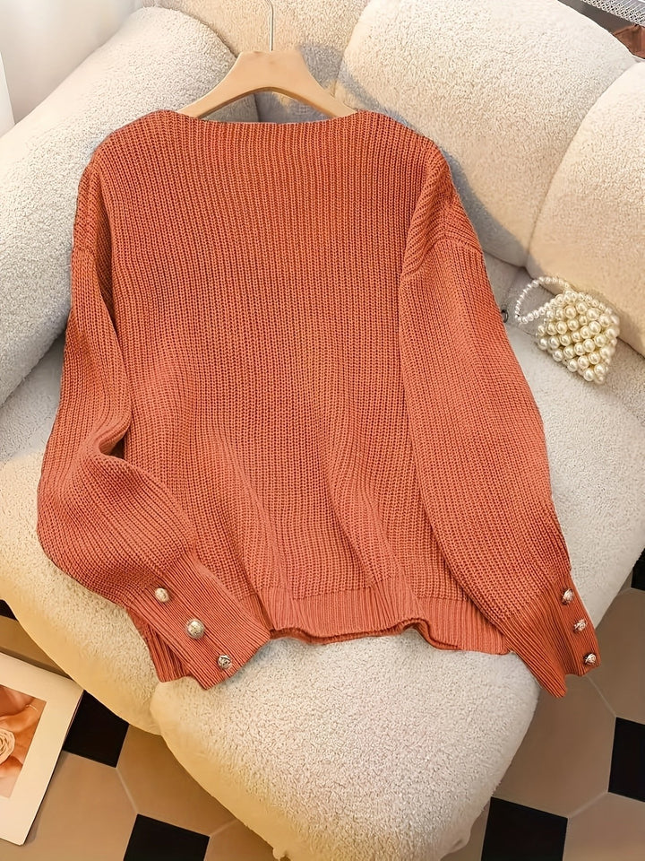 Verity | Ribbed V-Neck Sweater – Elegantes Design für Damen