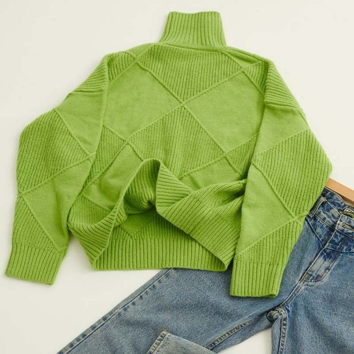 Greta | Rollkragenpullover – Lässiger Stil mit Rautenmuster für Damen