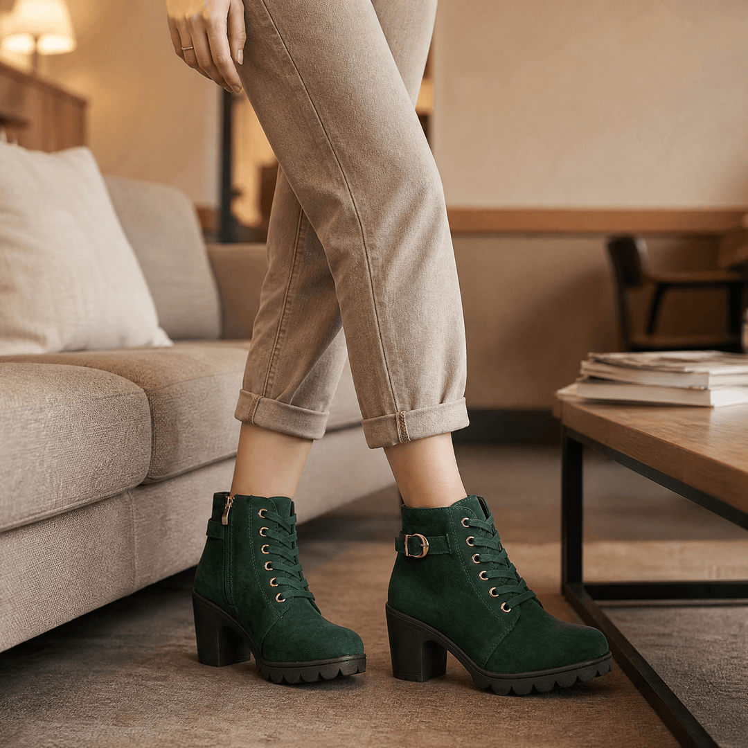 Strovia | Chunky Heel Ankle Boots mit Kunstfellfutter