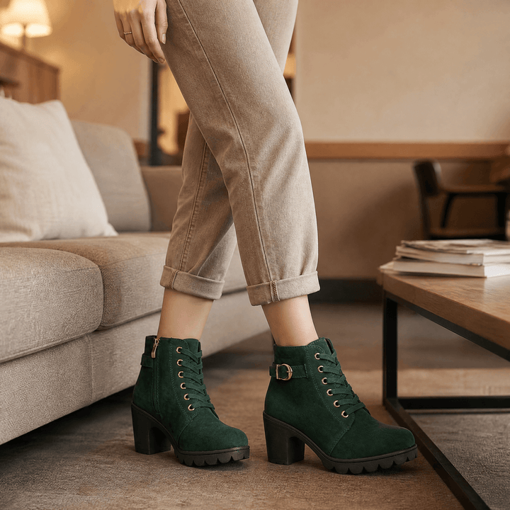 Strovia | Chunky Heel Ankle Boots mit Kunstfellfutter