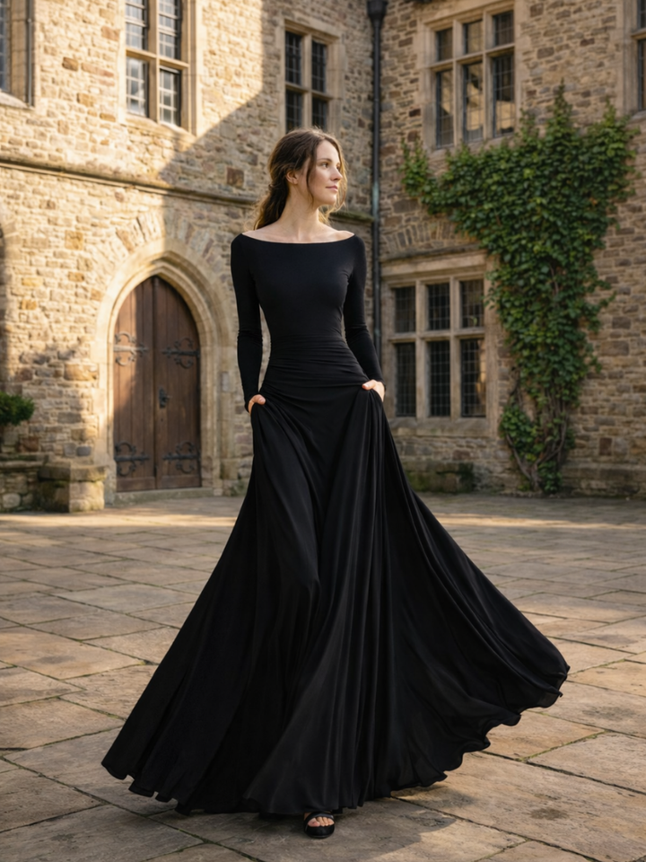 Maris | Maxi Kleid – Elegante Lange Ärmel für Frauen