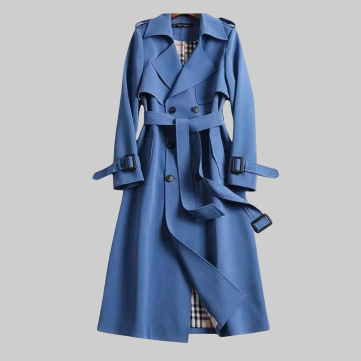 Lily | Long Double-Breasted Trench Coat with Waist Belt