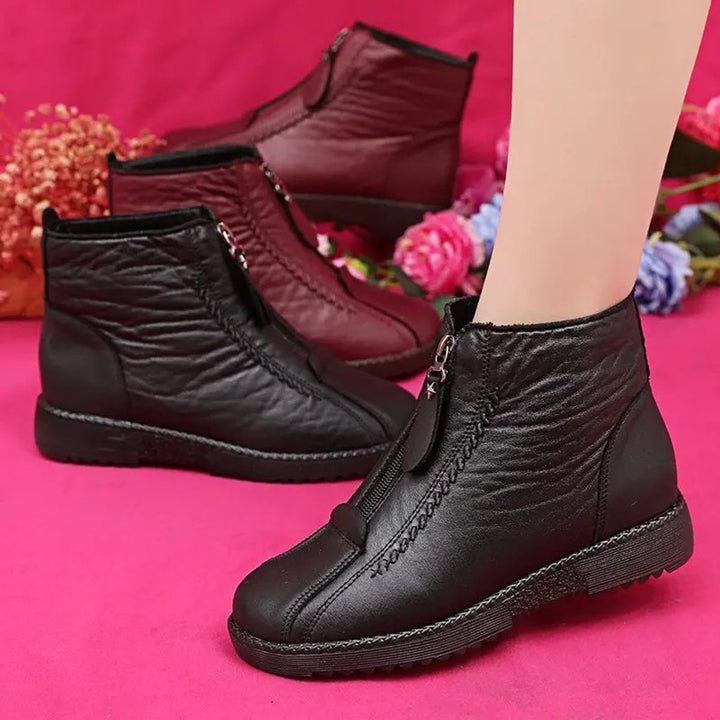Eleanor | Warm Lined Leather Ankle Boots with Non-Slip Sole