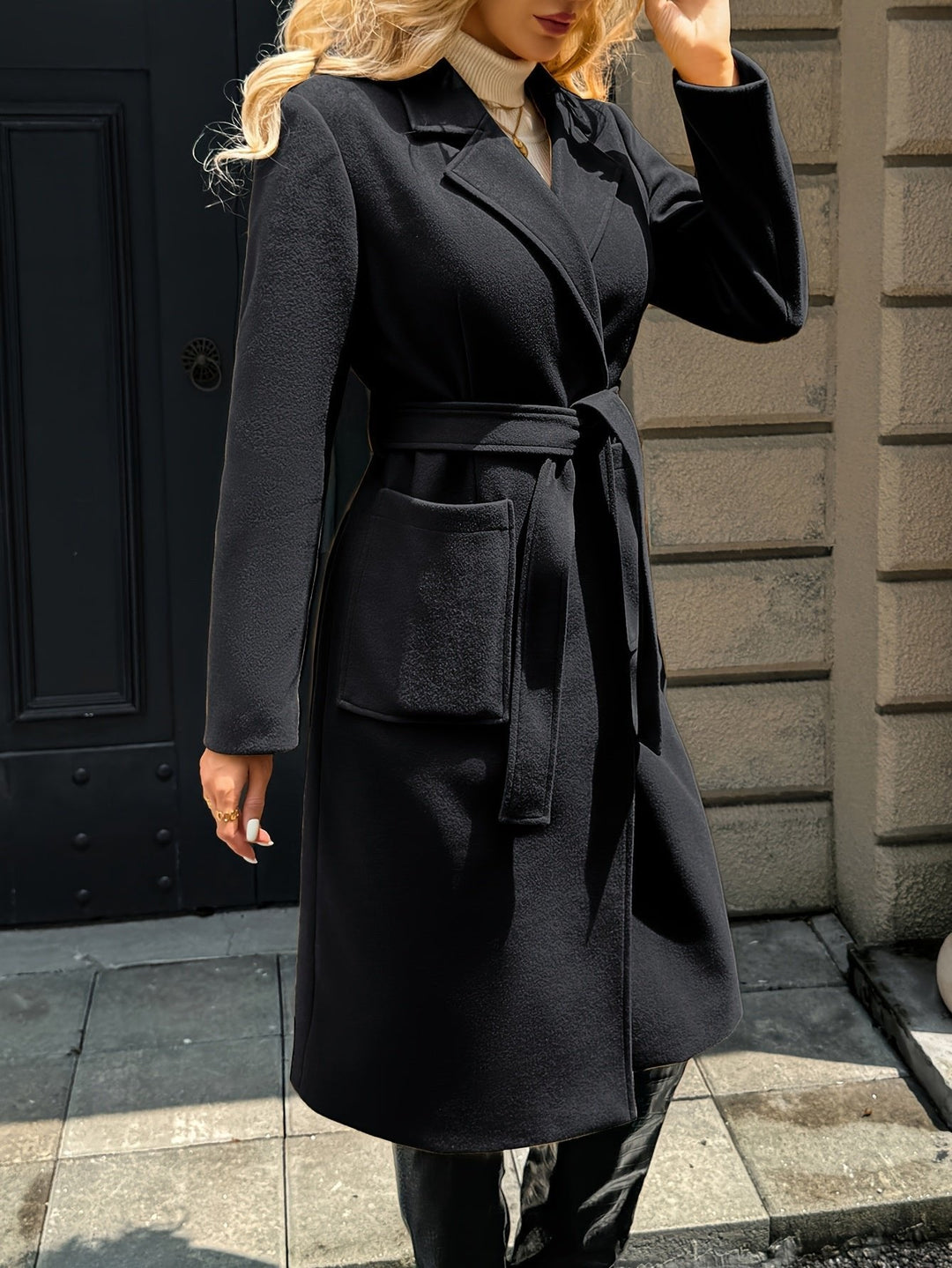 Evangeline | Long Coat – Timeless Belted Style for Women