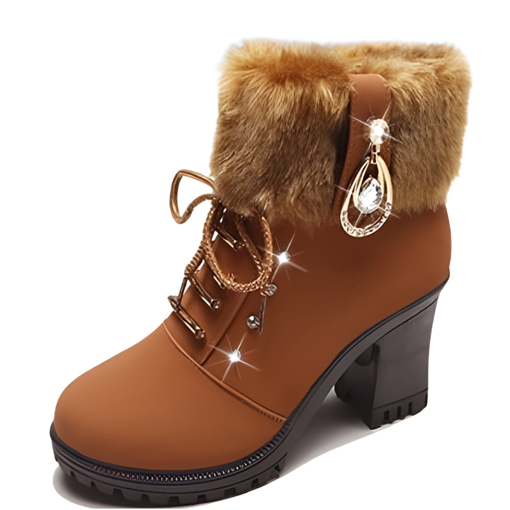 Velurea | Winter Boots – Elegante Fleece mit Blockabsatz für Damen