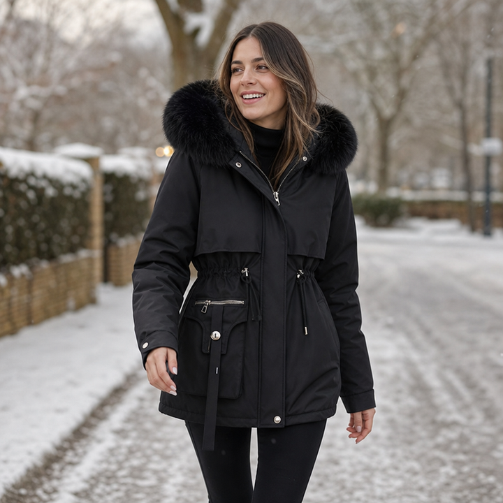 Duvella | Doppel-lagiger Puffercoat mit Faux Fur Kapuze