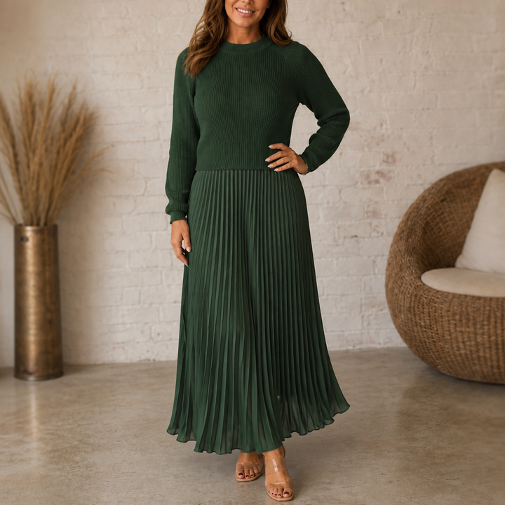Wearbella | Pleated Maxi Dress mit Strick-Oberteil