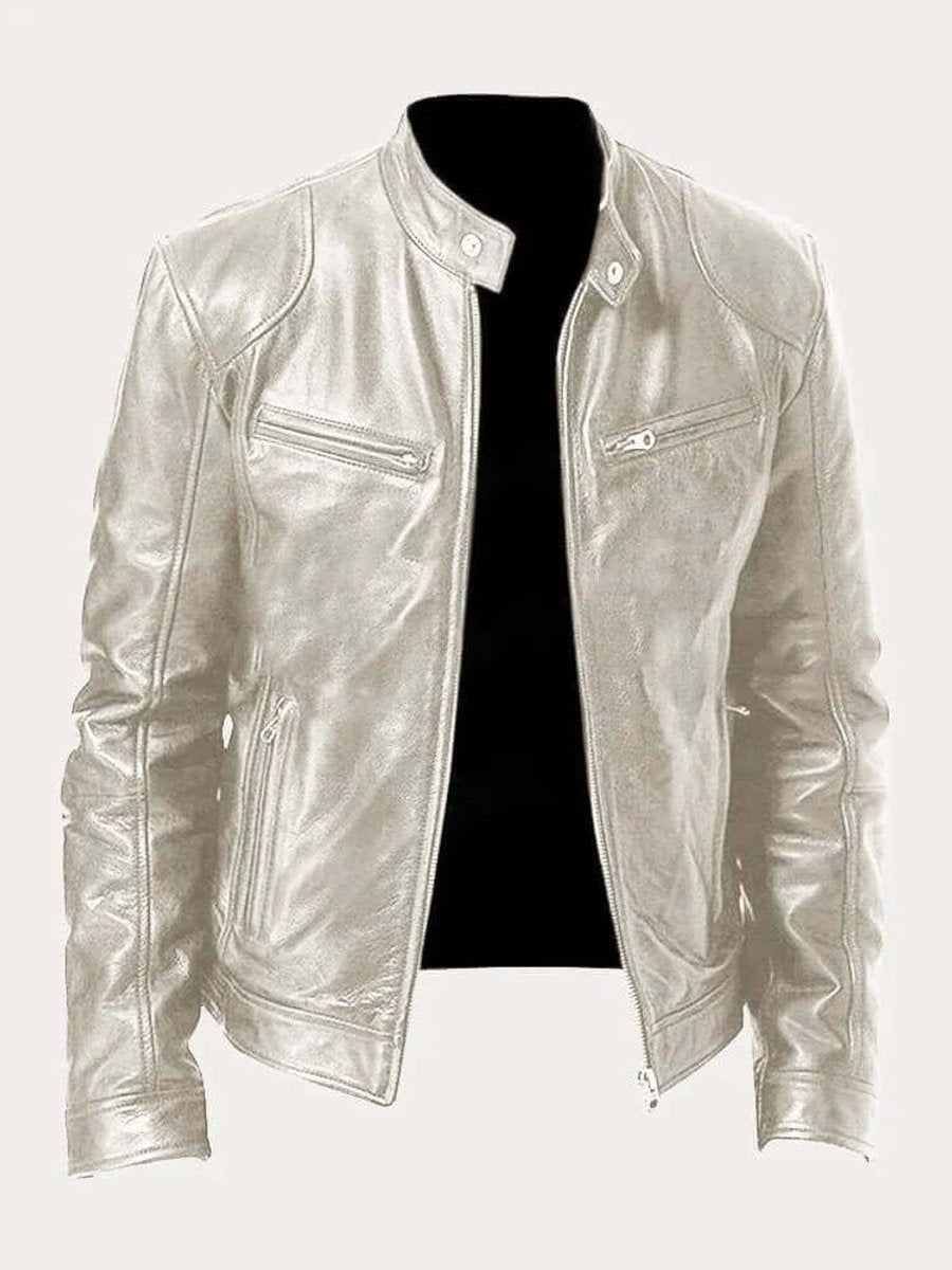 Maverick | Men's Classic Biker Jacket – Real Leather with Stand Collar