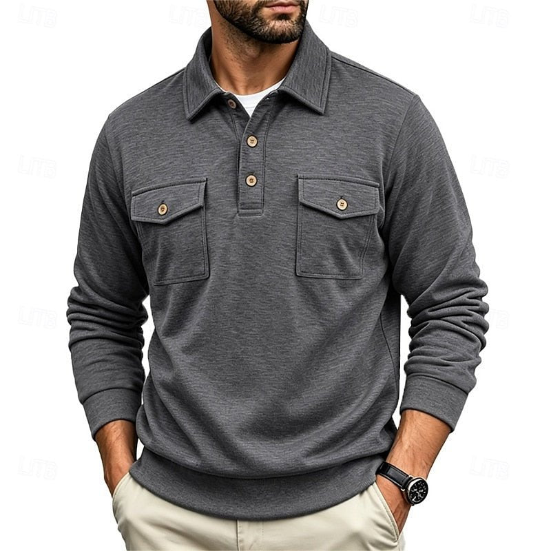 Harold | Langarm Polo-Shirt mit Taschen