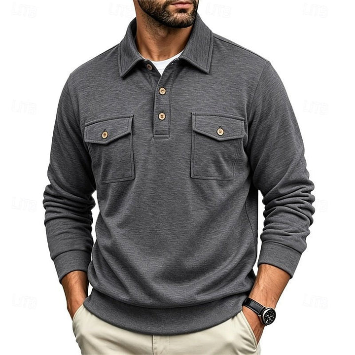 Harold | Langarm Polo-Shirt mit Taschen
