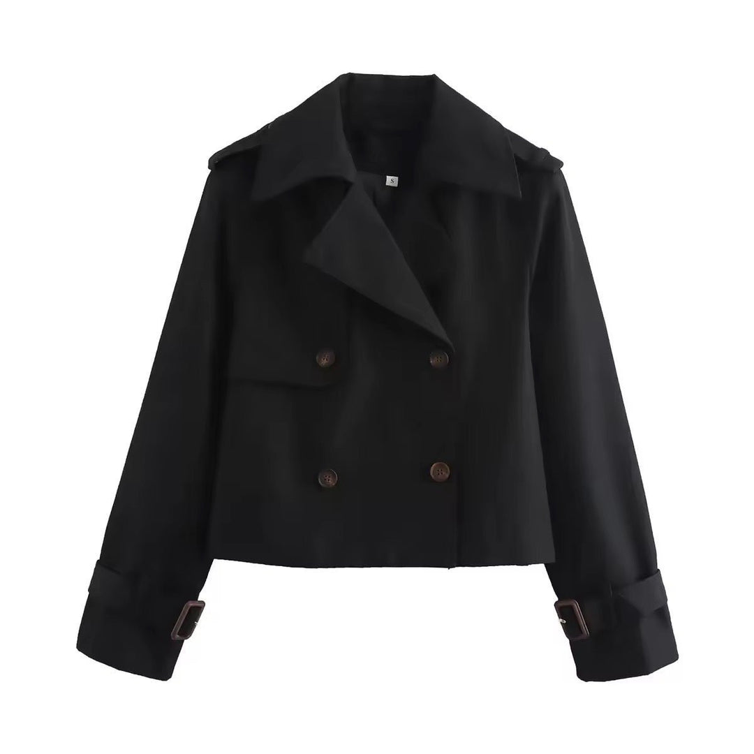 Elena | Short Double-Breasted Trench Coat with Modern Chic