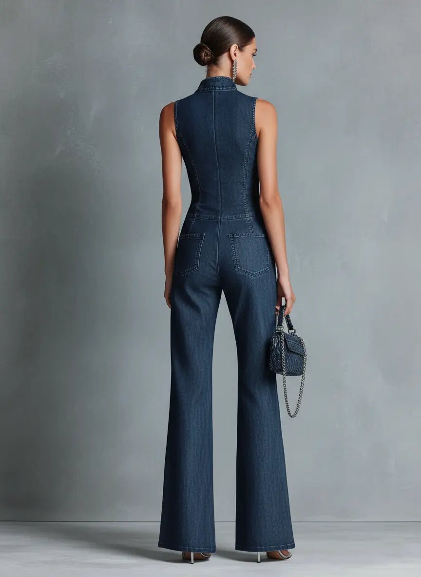Greta | Damen Overall – Stretch-Denim mit Reißverschluss