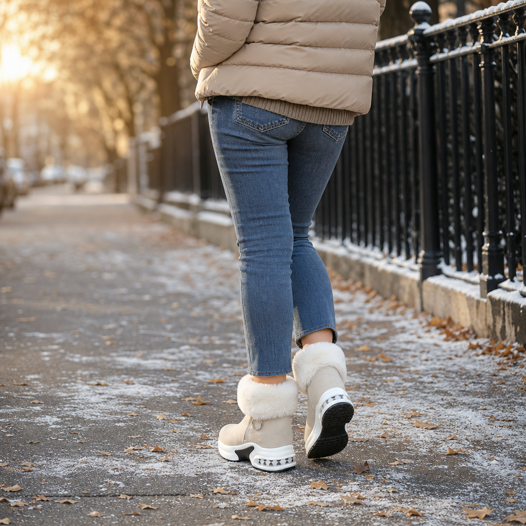 Veluna | Chunky Ankle Boots – Gemütlicher Stil mit Kunstfellkante