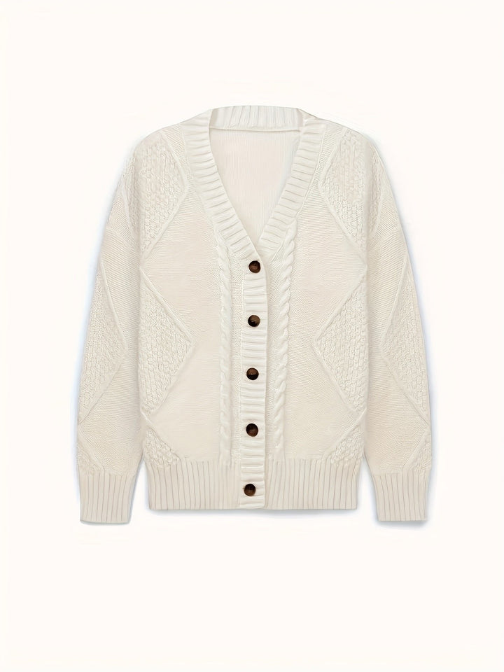 Lucinda | Cable-Knit Cardigan – Cozy Button Front Design