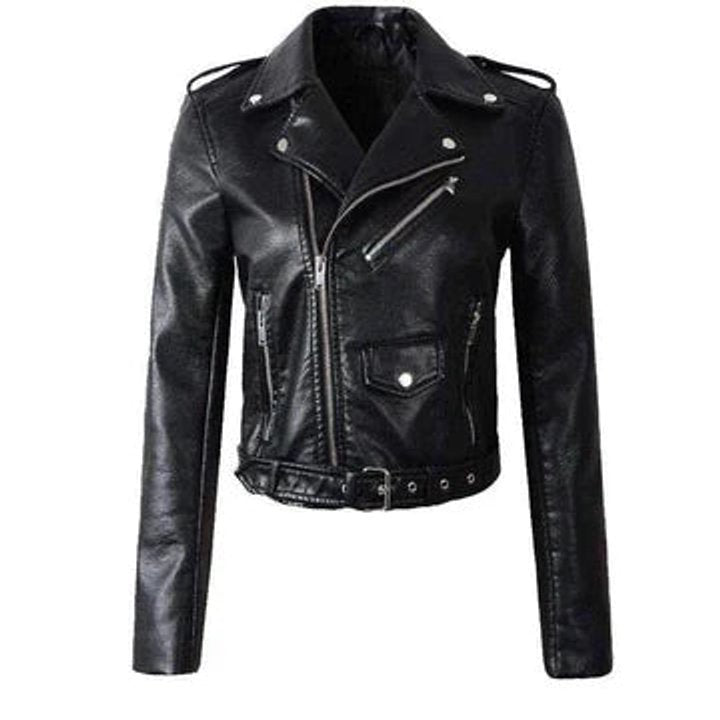 Rosie | Cropped Biker Jacket – Stylish Faux Leather for Women