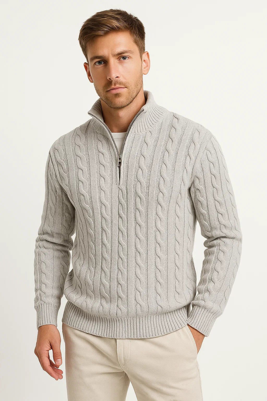 Konrad | Knitted Sweater – Classic Cable Design for Men