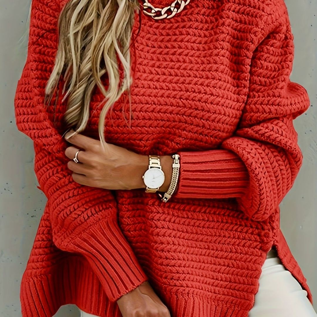 Evangeline | Textured High-Low Sweater – Zeitloser Komfort für Frauen