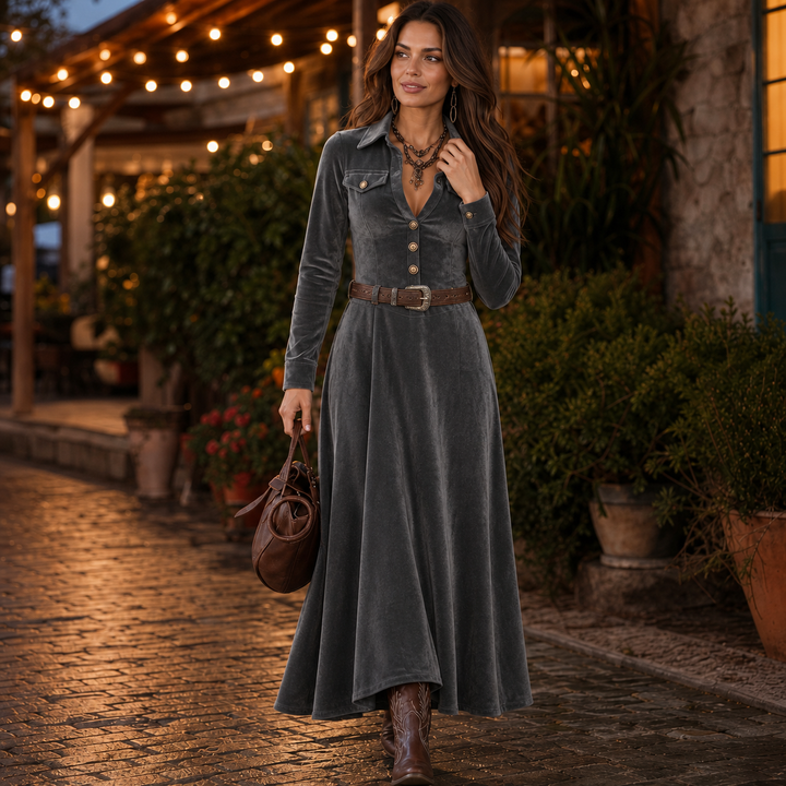 Vena | A-Line Maxi Dress – Elegante Knopf-Front Variante