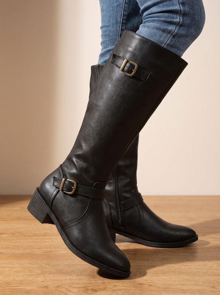 Grace | Kniehohe Stiefel mit Doppelschnalle für Frauen