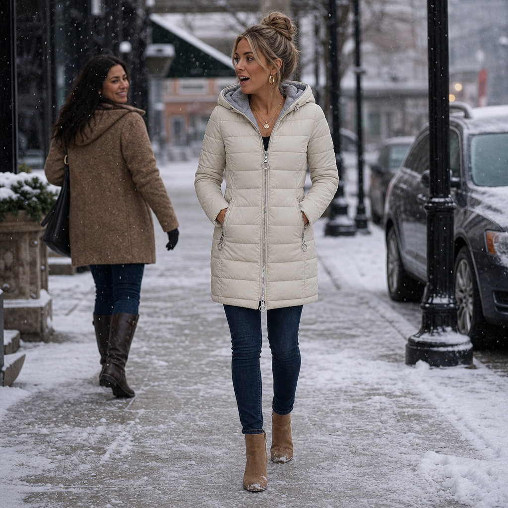 Wintervale | Plush-Lined Hooded Longline Puffer Coat – Warm und Chic für den Winter