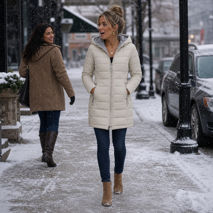 Wintervale | Plush-Lined Hooded Longline Puffer Coat – Warm und Chic für den Winter
