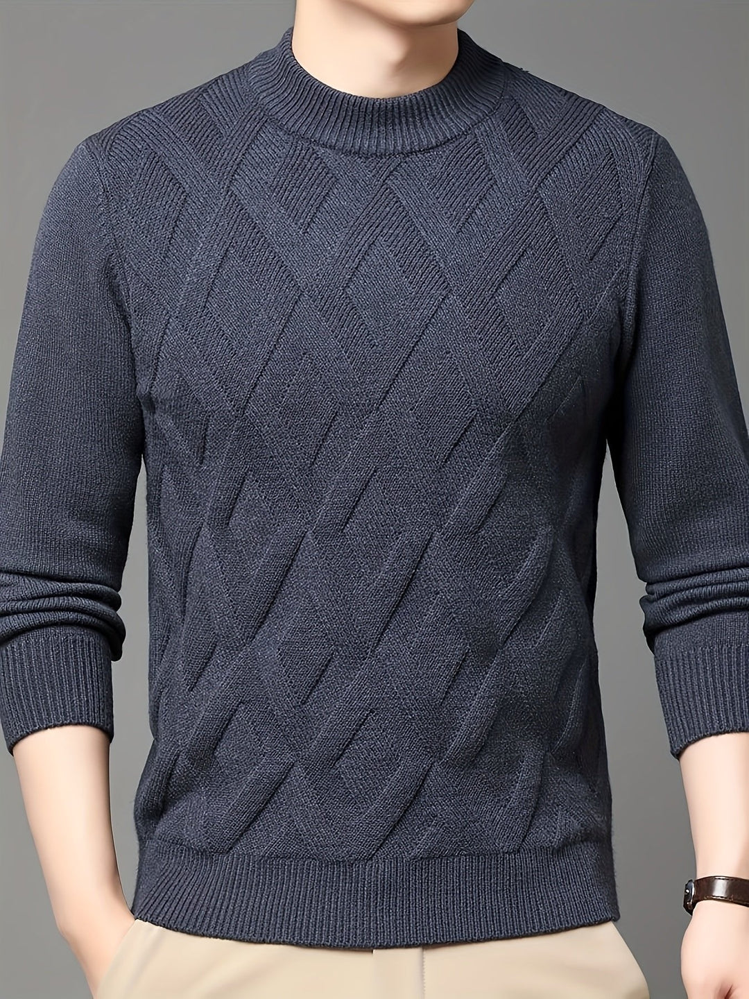 Ellis | Textured Mock-Neck Sweater – Klassisches Design für Herren