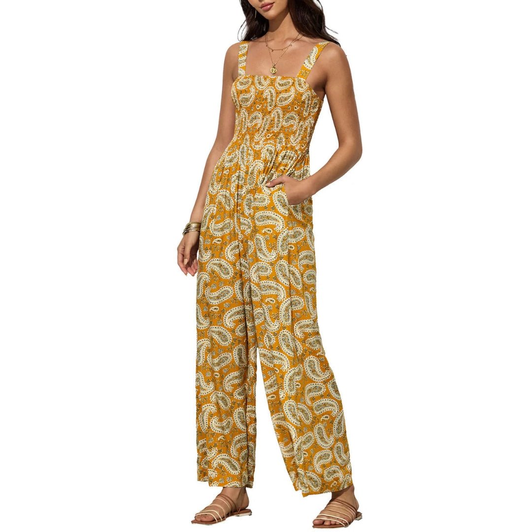 Ursula | Damen-Frühlings-Jumpsuit mit weitem Bein und Blumenmuster