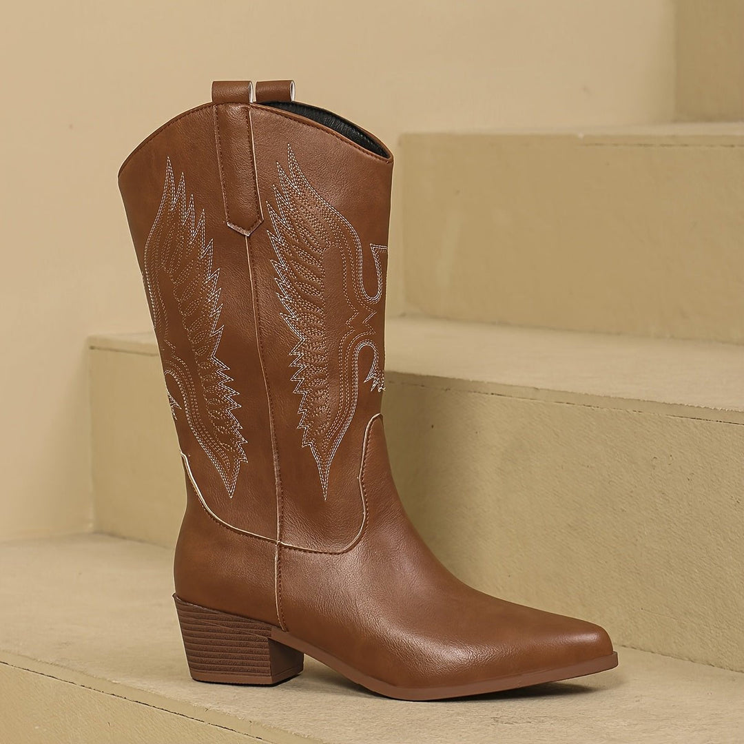 Charlotte | Elegant Cowboy Boots with Wing Embroidery