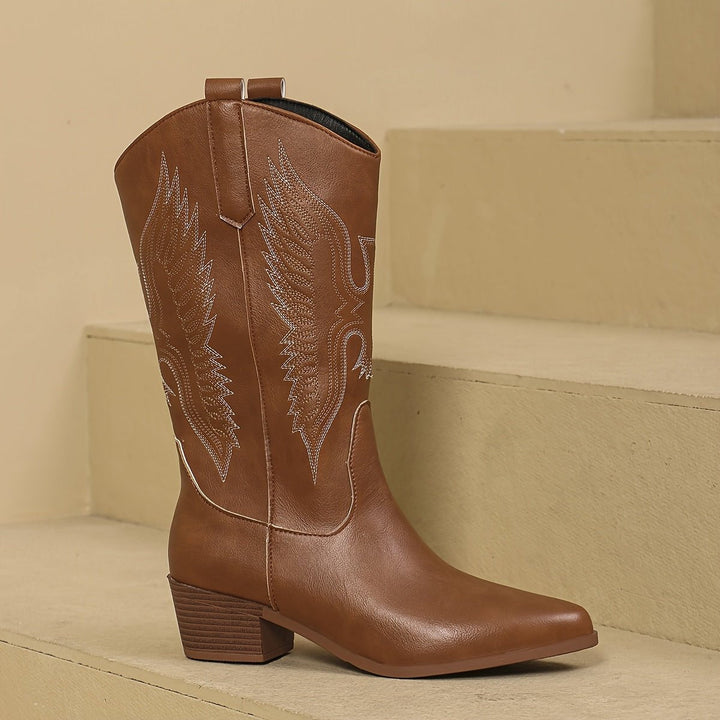 Charlotte | Elegant Cowboy Boots with Wing Embroidery