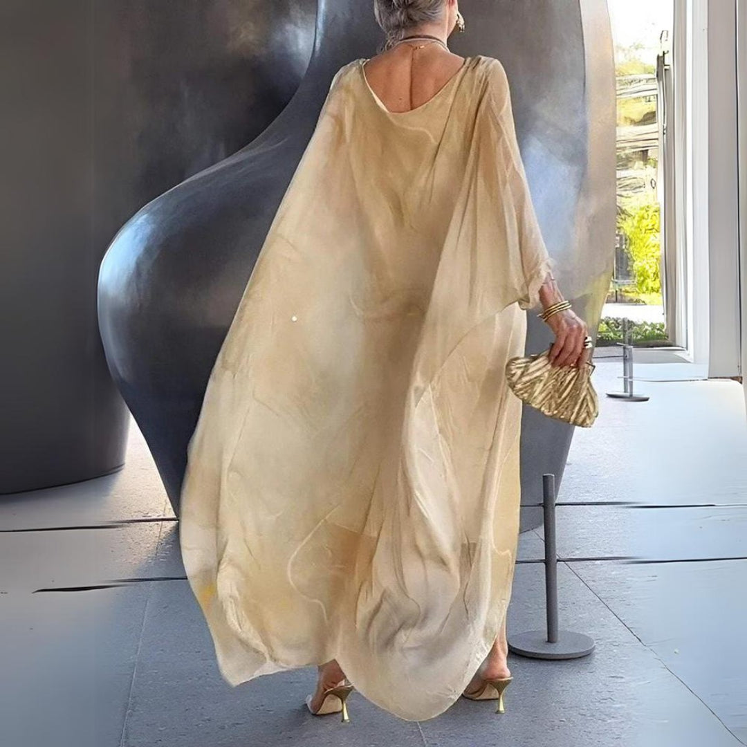Lena | Elegant Long-Sleeve Maxi Dress with a Flowing Silhouette