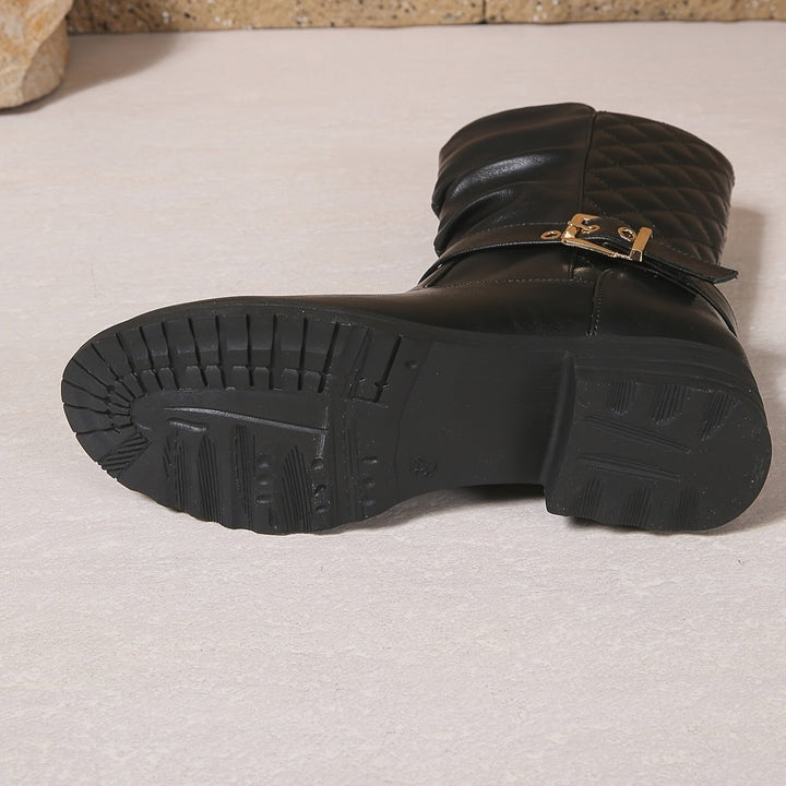 Sophie | Elegant Mid-Calf Boots with Buckles and a Ruched Shaft