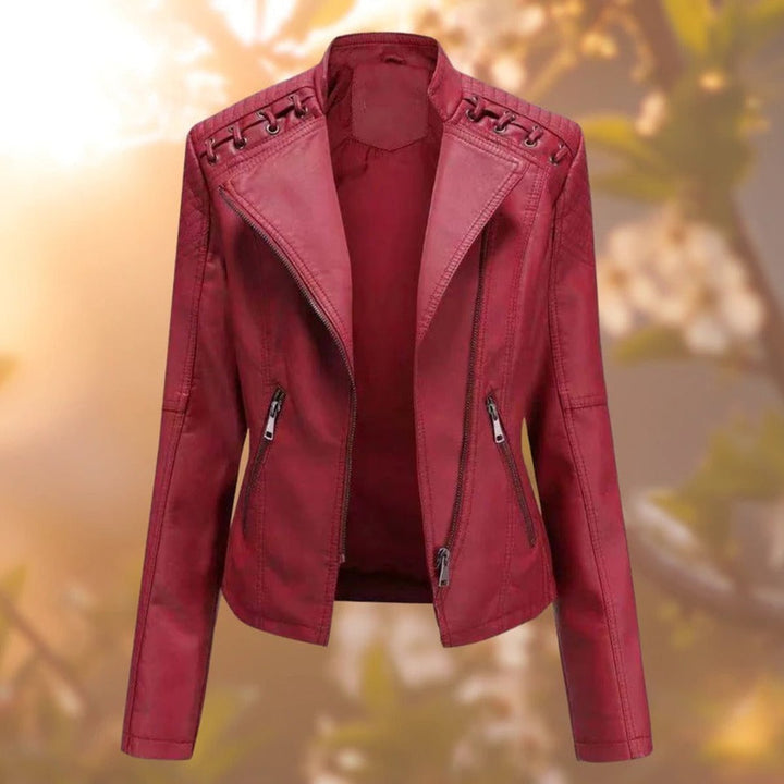 Mila | Biker-Style Zip-Up Faux Leather Jacket for Women