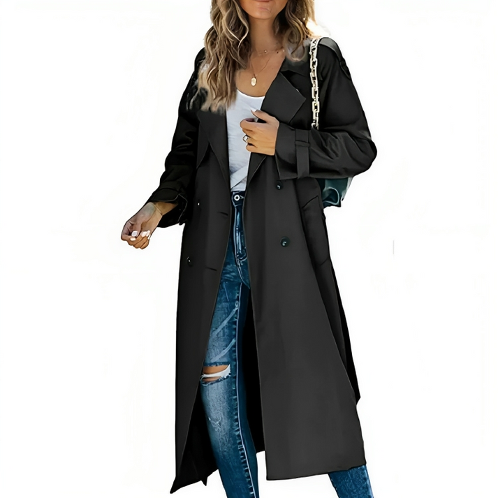 Amelie | Stylish Double-Breasted Trench Coat for Timeless Elegance