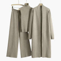Leonie | Elegant Three-Piece Knit Set with Wide-Leg Pants