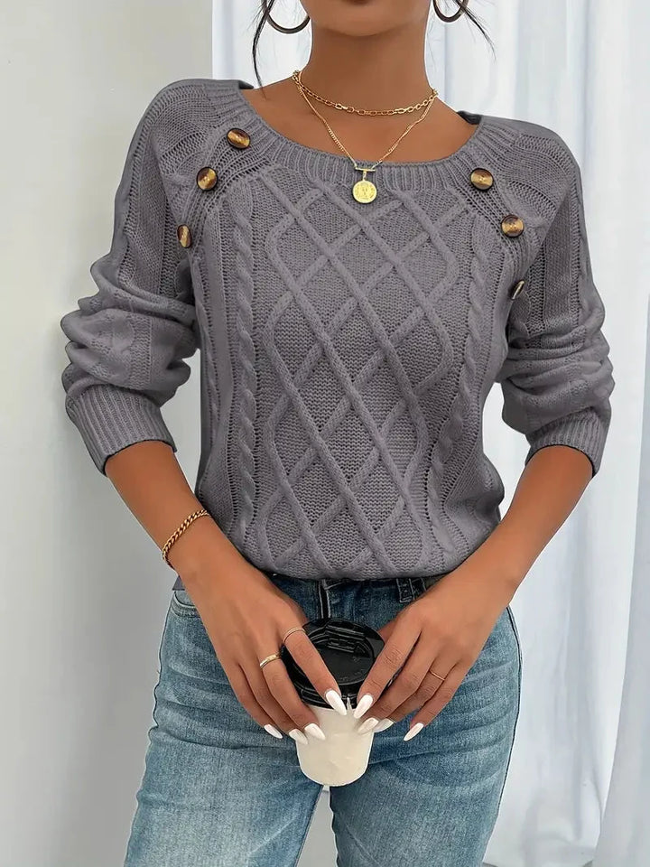 Lina | Langärmeliger Pullover mit Zopfmuster für Damen