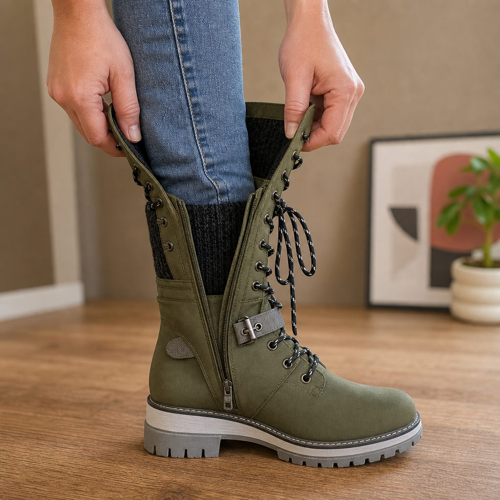 Snowbella | Kniehohe Winterstiefel mit seitlichem Reißverschluss