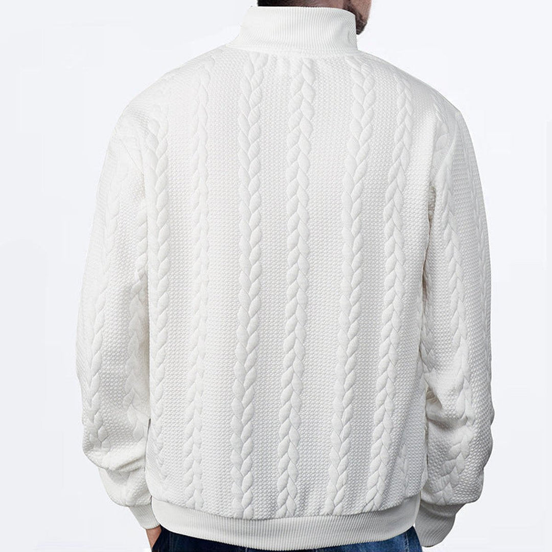 Julian | Klassischer Herren Zopfstrickpullover Mit Quarter-Zip