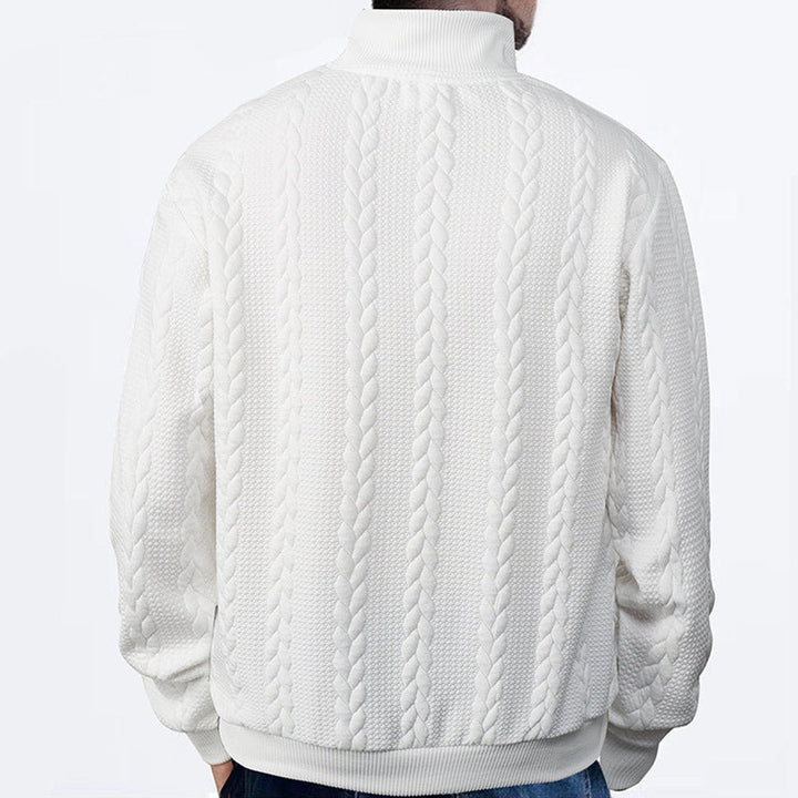 Andreas | Zopfstrick-Pullover mit Viertelreißverschluss für Herren