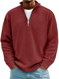 Julian | Modern knitted sweater with ribbed texture and quarter-zip fastening