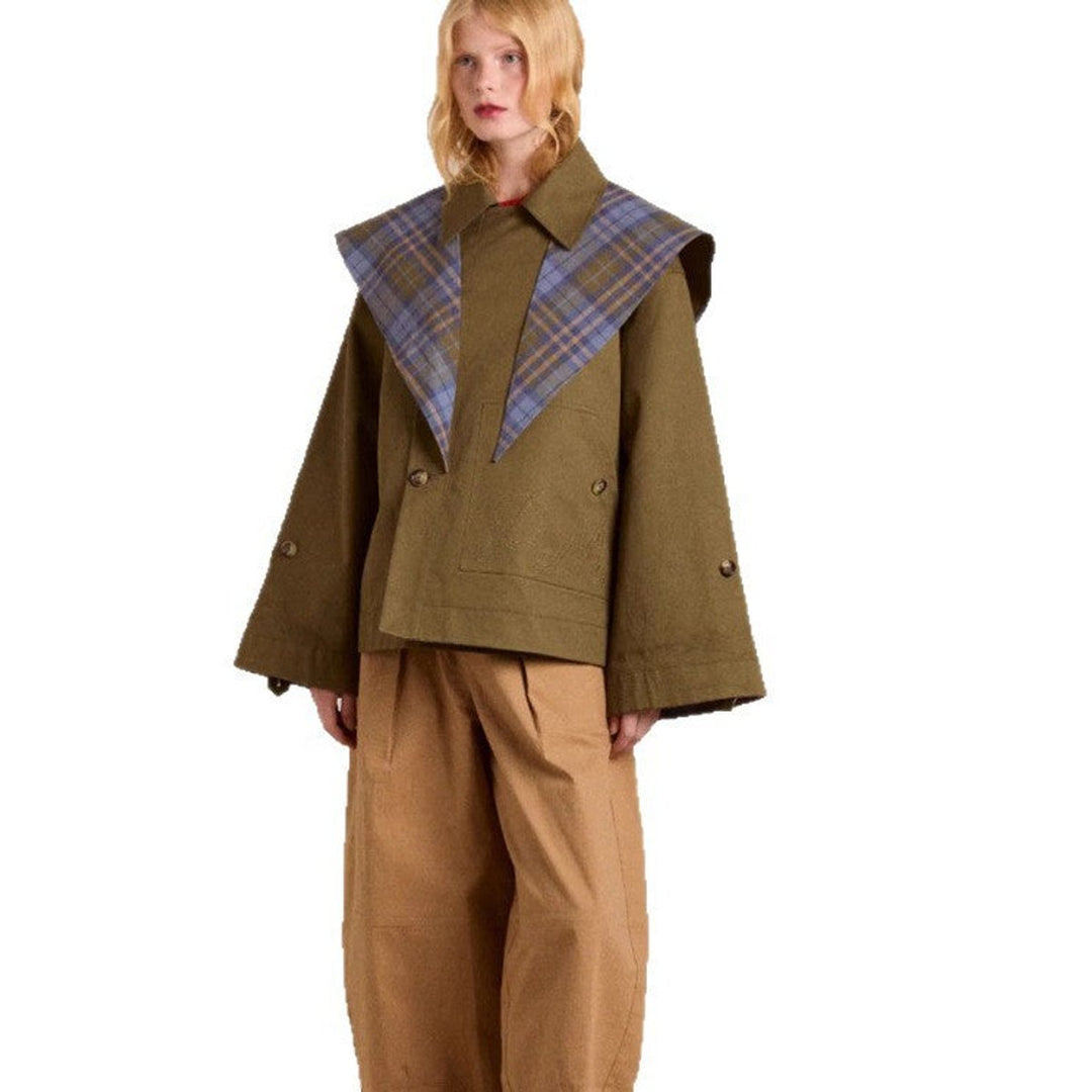 Maisie | Oversized trench coat with a checked collar