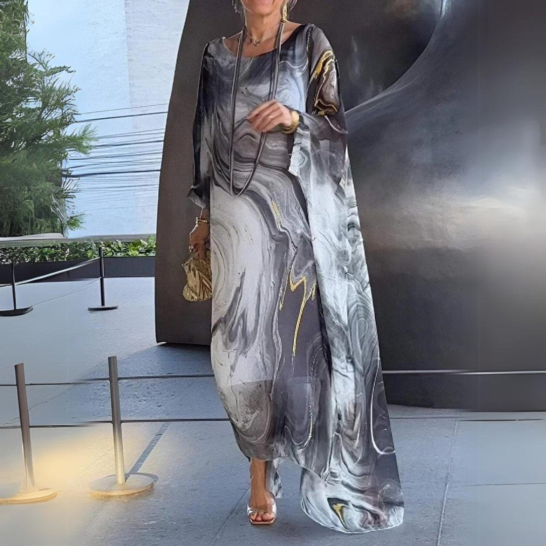 Lena | Elegant Long-Sleeve Maxi Dress with a Flowing Silhouette