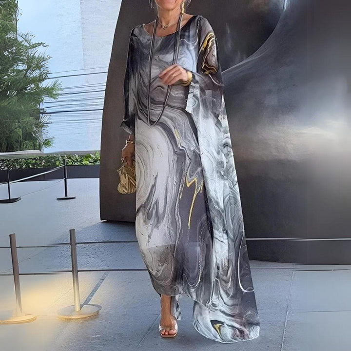 Lena | Elegant Long-Sleeve Maxi Dress with a Flowing Silhouette